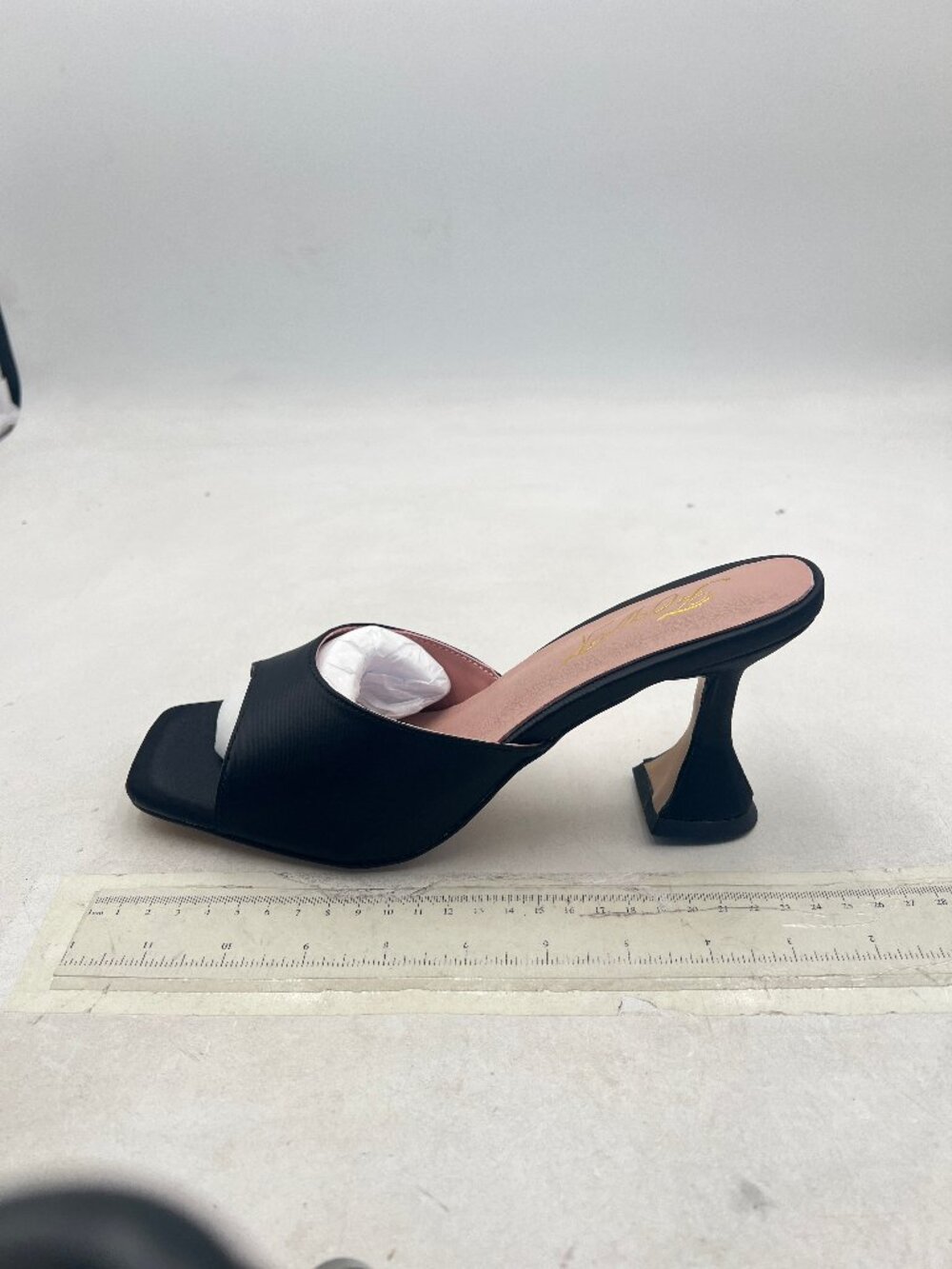 FOWT Black Stylish Peep Toe High Heel Mules Slip on Ladies Party Slide Sandals